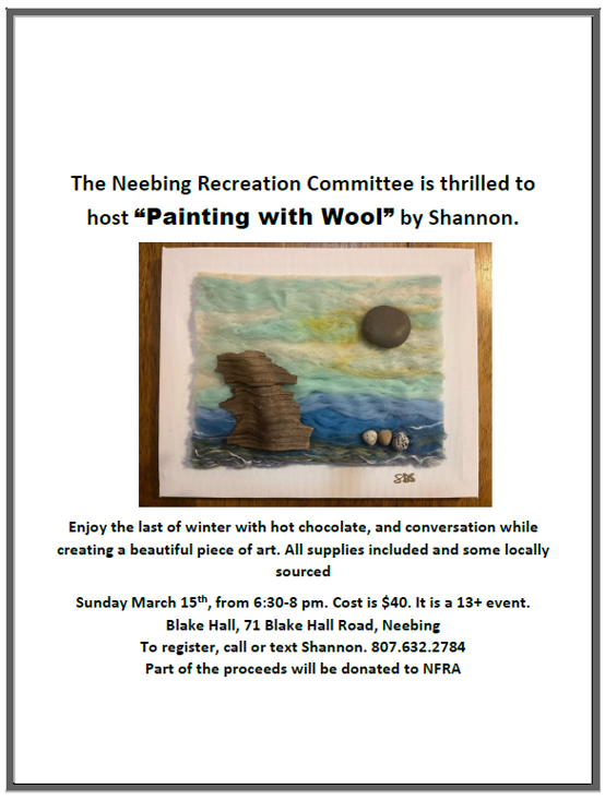 Green, blue, yellow and white wool used to create a landscape background